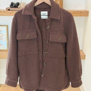 Abercrombie & Fitch Sherpa Shirt Jacket - Dark Brown - XS
